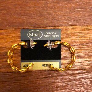 Monet Vintage Crystal Drop Earrings Surgical Steel Posts Gold Tone Y2K Glam